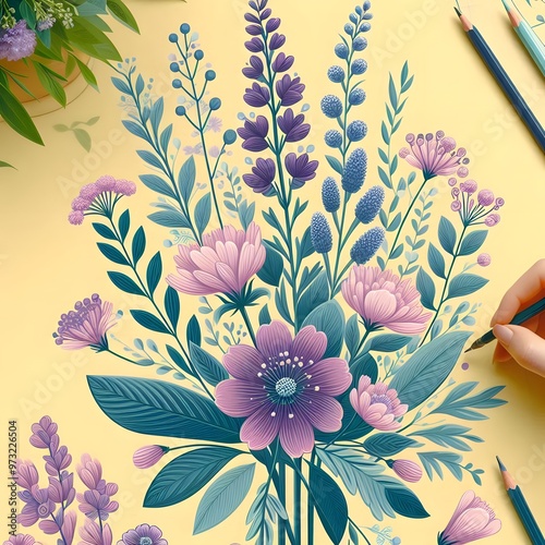 Floral seamless pattern with flowers and leaves Decorative vector pattern abstract background