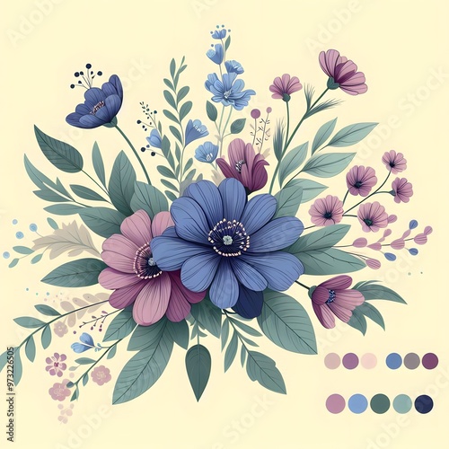 Floral seamless pattern with flowers and leaves Decorative vector pattern abstract background