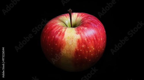 A Single Red Apple Isolated on Black Background