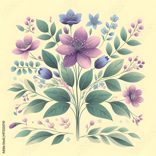 Floral seamless pattern with flowers and leaves Decorative vector pattern abstract background
