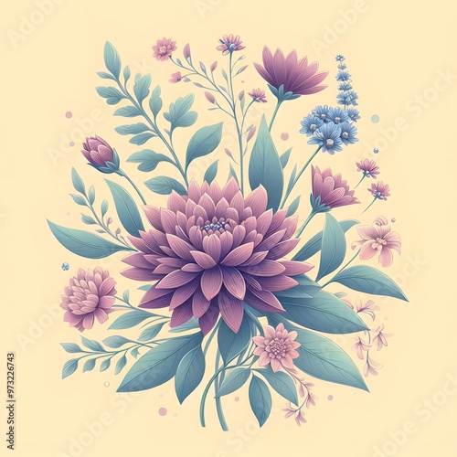 Floral seamless pattern with flowers and leaves Decorative vector pattern abstract background