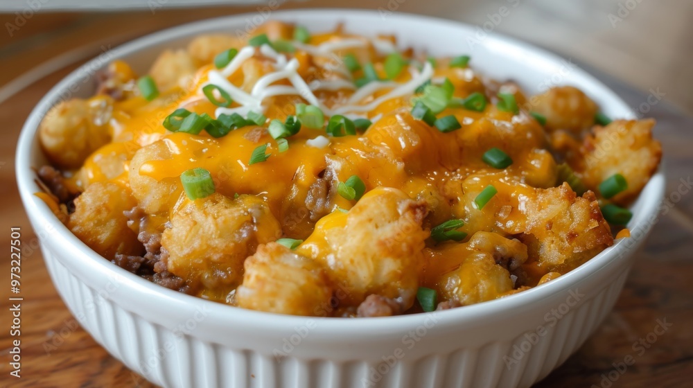 Delicious Cheesy Potato Casserole Close-Up Delicious Cheesy Potato Casserole Close-Up