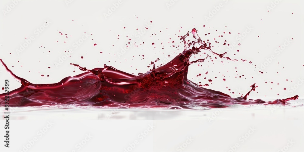 A splash of red liquid on a white surface