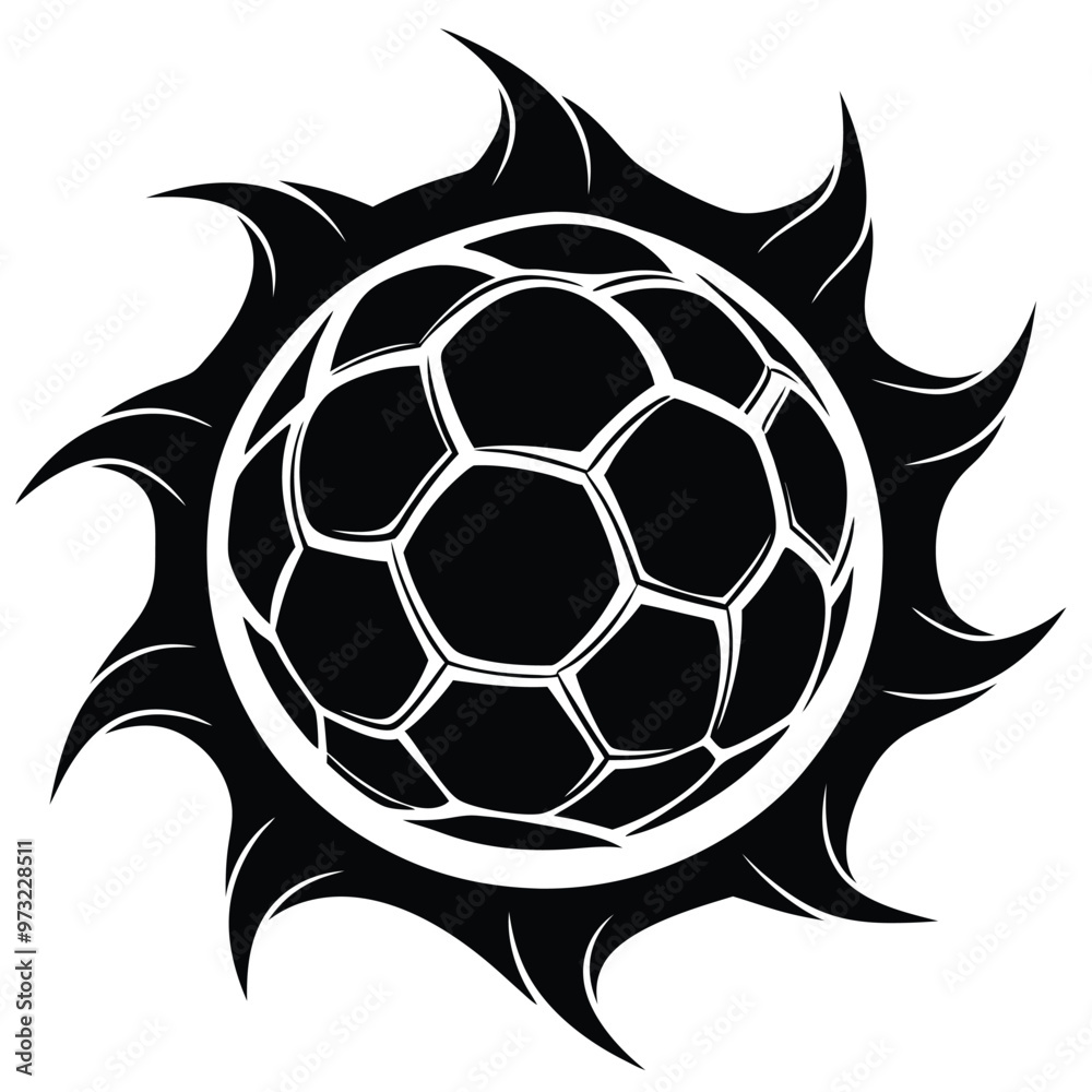 Obraz premium Hot soccer ball fire logo silhouette. football club graphic design logos or icons. vector illustration