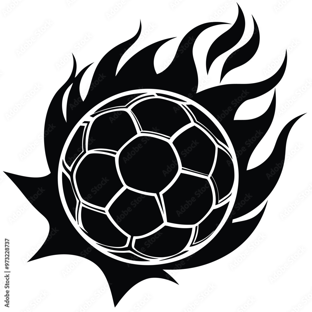 Obraz premium Hot soccer ball fire logo silhouette. football club graphic design logos or icons. vector illustration