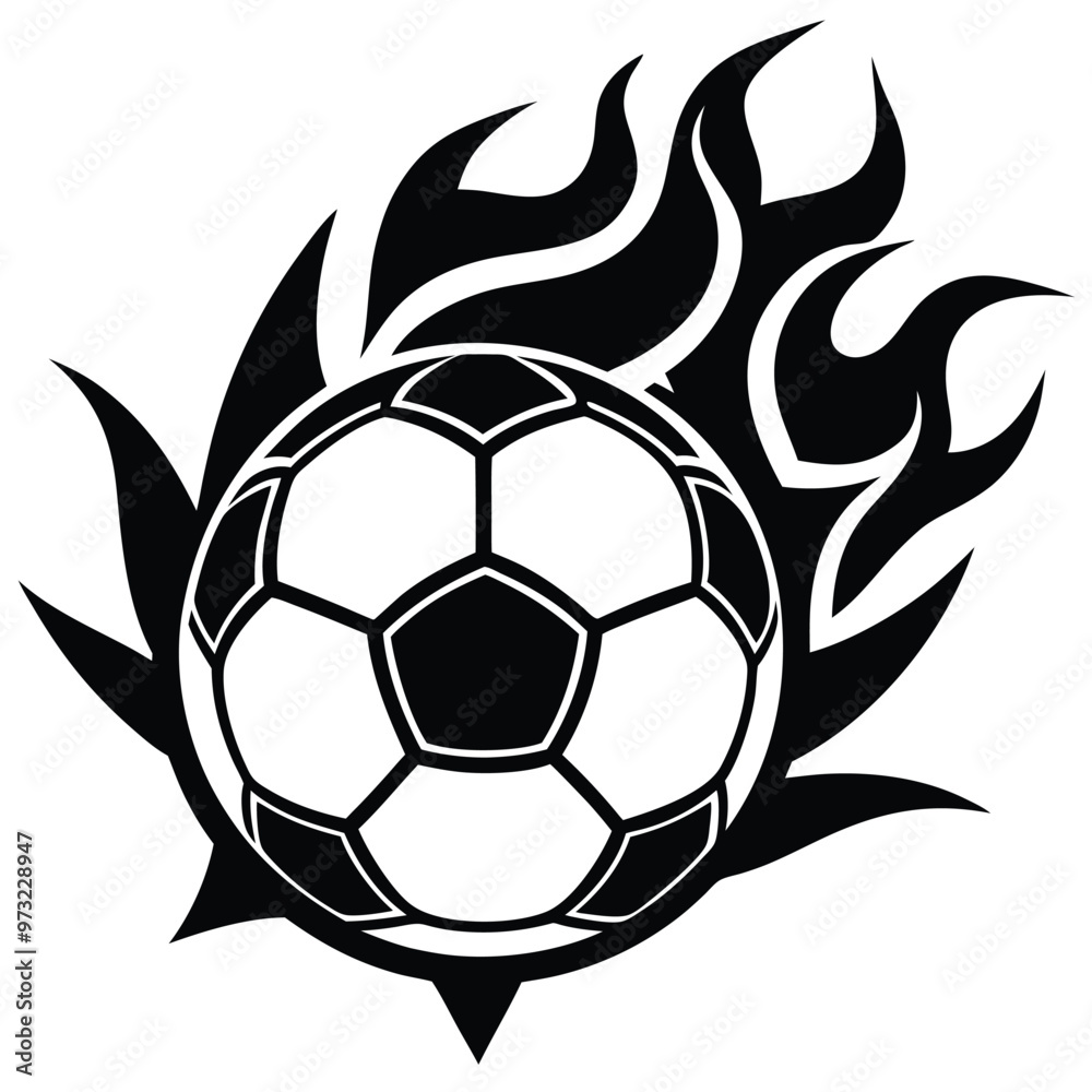 Obraz premium Hot soccer ball fire logo silhouette. football club graphic design logos or icons. vector illustration