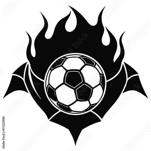 Hot soccer ball fire logo silhouette. football club graphic design logos or icons. vector illustration