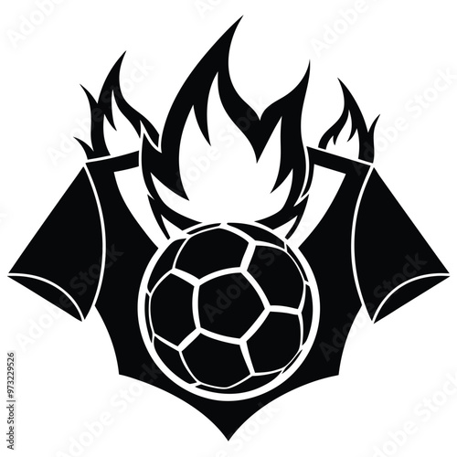 Hot soccer ball fire logo silhouette. football club graphic design logos or icons. vector illustration