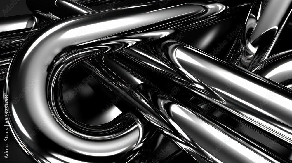 Shiny Chrome Pipes Twisting Abstract Background Shiny Chrome Pipes Twisting Abstract Background