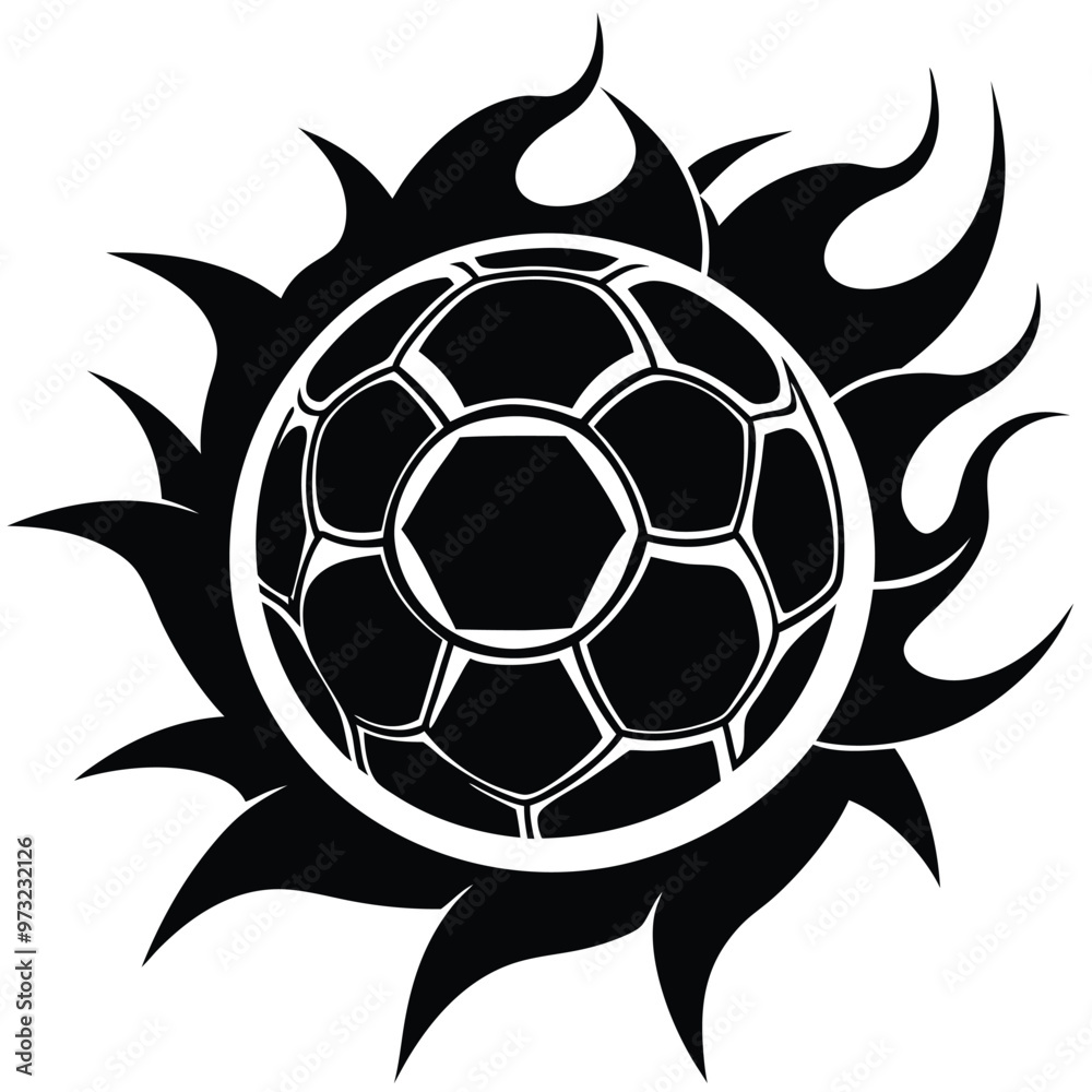 Obraz premium Hot soccer ball fire logo silhouette. football club graphic design logos or icons. vector illustration