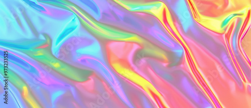 Vibrant Holographic Abstract Background with Swirling Colors