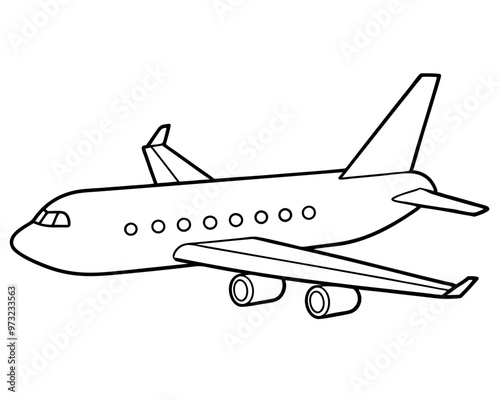 Airplane outline illustration digital coloring book page line art drawing,travel Airplane line art drawing