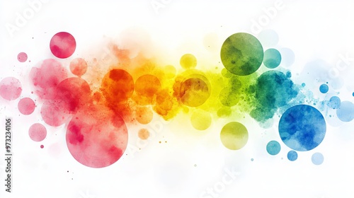 Colorful watercolor circles with a gradient blur effect on a white background. Gradient aura and neon blobs with a noise effect to create a vibrant and eye-catching design.