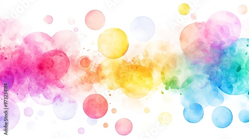 Colorful watercolor circles with a gradient blur effect on a white background. Gradient aura and neon blobs with a noise effect to create a vibrant and eye-catching design.