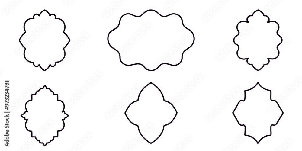 Fototapeta premium Isolated vintage frames set on a white backdrop. Decorative border. Vector 