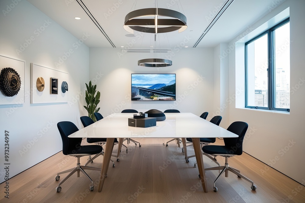Sleek Contemporary Workspace in Bright Surroundings for Efficient Product Presentations Sleek Contemporary Workspace in Bright Surroundings for Efficient Product Presentations