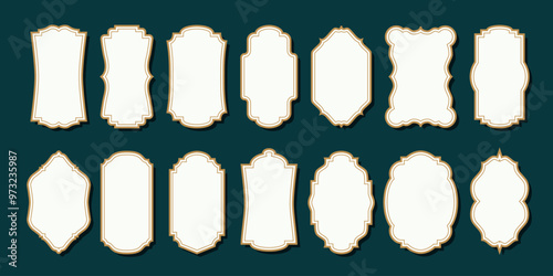 Set of 14 blank vintage style label designs featuring decorative borders