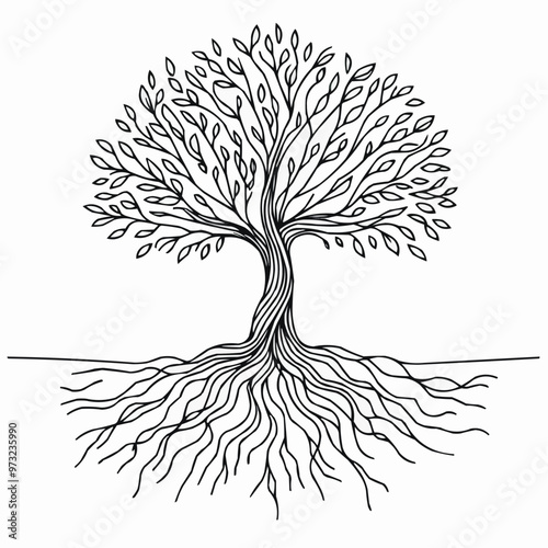Tree with Roots in Continuous Line