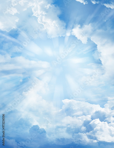 Wall Mural Bright rays shining in clouds
