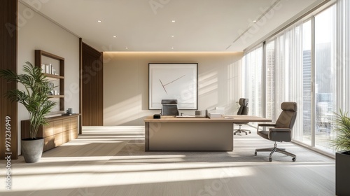 Modern Office Interior Design with Wooden Accents