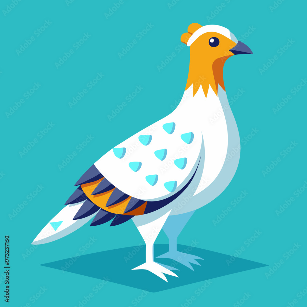 Fototapeta premium Majestic Ptarmigan Isometric Illustrations Vector, Stunning Detail and Precision for Creative Projects