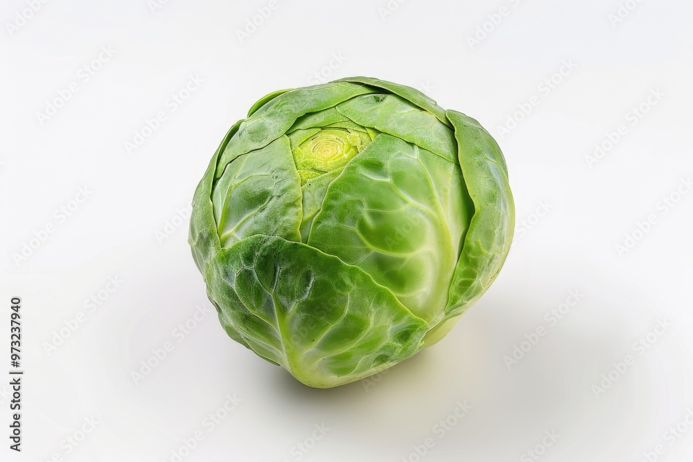 A close-up shot of a cabbage on a white background A close-up shot of a cabbage on a white background