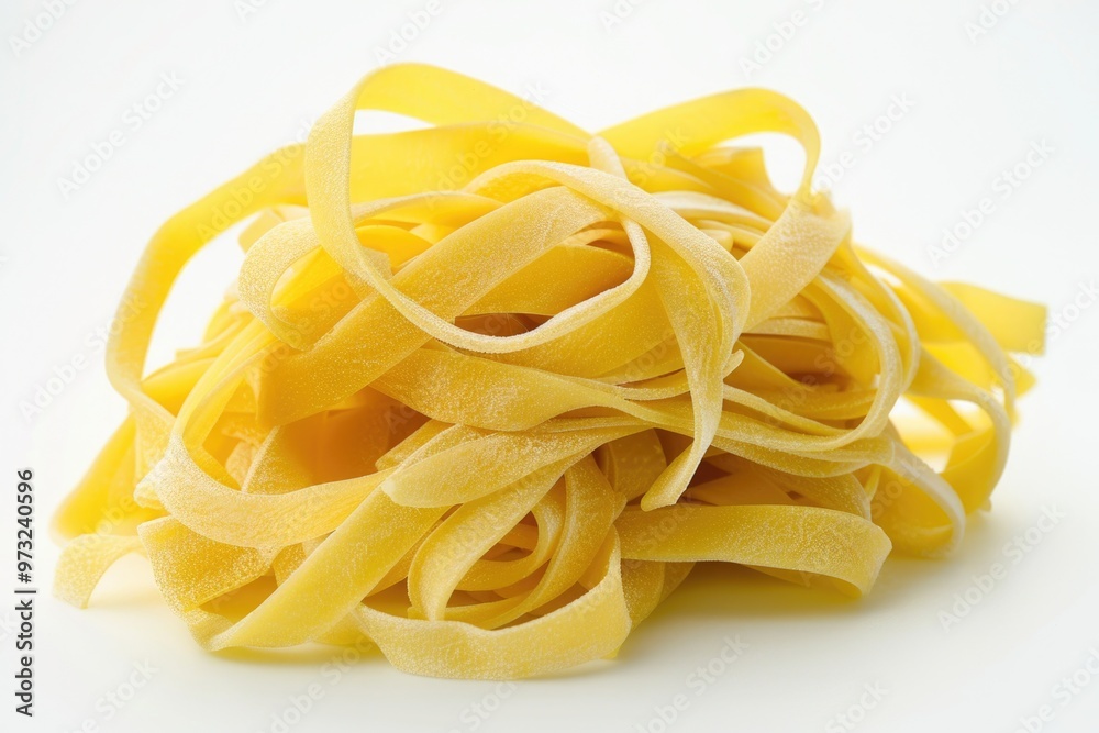 A heap of cooked pasta noodles on a clean white surface A heap of cooked pasta noodles on a clean white surface