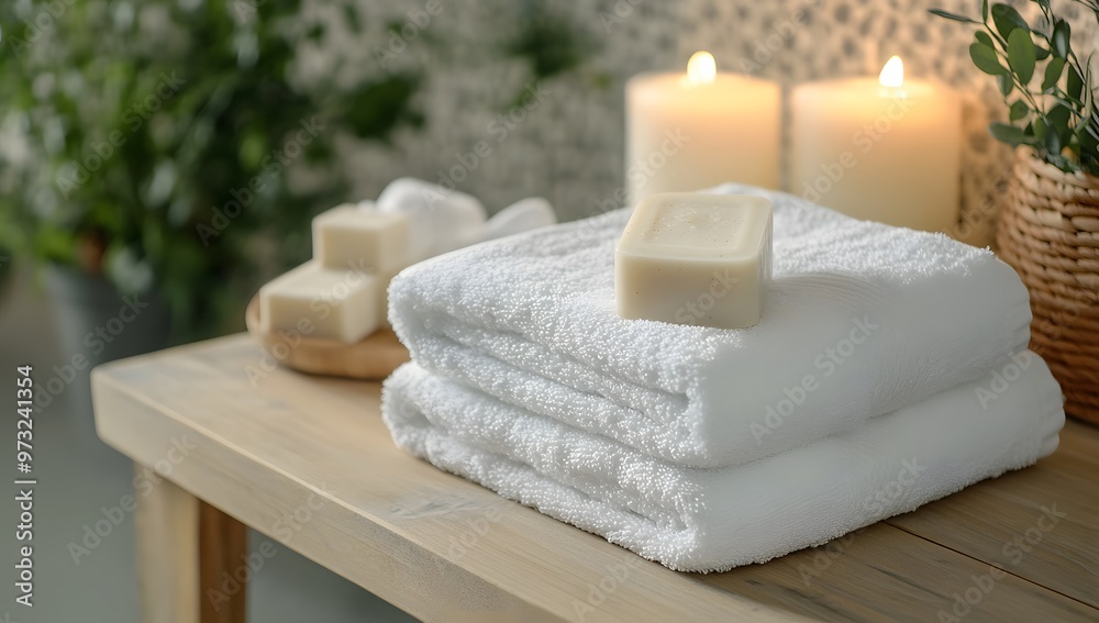 Spa accessory composition set in day spa hotel with luxurious products in a resort room Spa accessory composition set in day spa hotel with luxurious products in a resort room