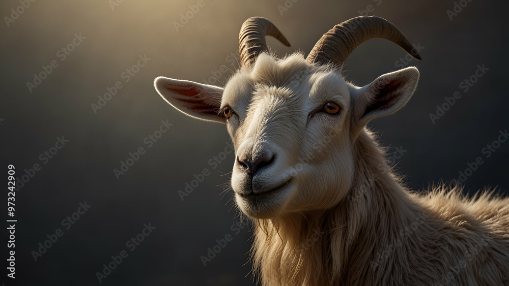 Fototapeta premium Goat image for Eid al-Adha celebration, symbolizing sacrifice.