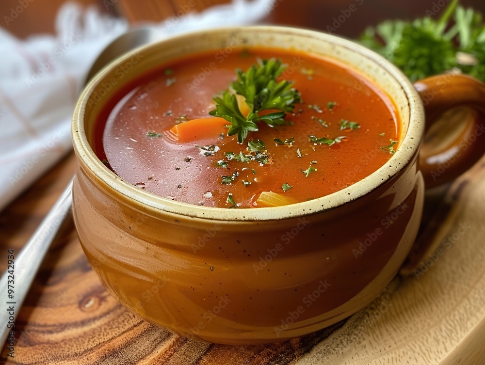 Homemade Tomato Soup in Rustic Bowl - Comfort Food Recipe Homemade Tomato Soup in Rustic Bowl - Comfort Food Recipe