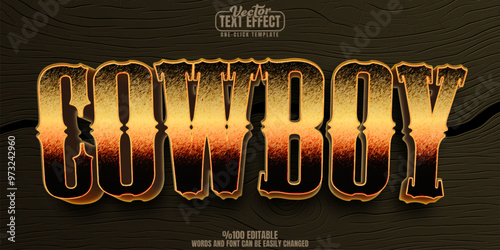 Cowboy editable text effect, customizable western and hat 3d font style