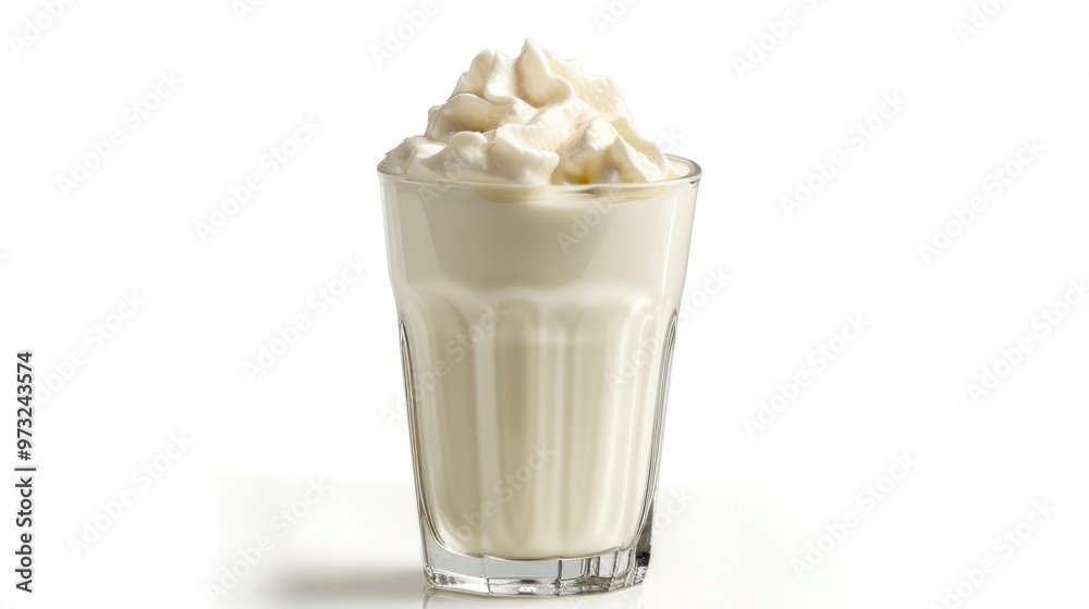 A refreshing drink with creamy topping and colorful straw A refreshing drink with creamy topping and colorful straw