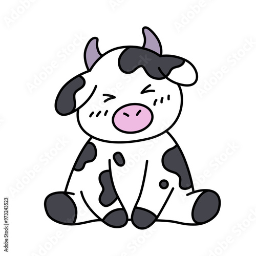 Cute vector cow. Flat illustration. Isolated on white background.