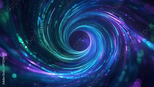 Futuristic Blue Cosmic Swirl Vortex in Space