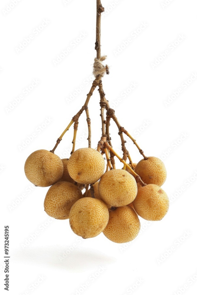 A colorful display of various fruits hanging from a tree branch A colorful display of various fruits hanging from a tree branch