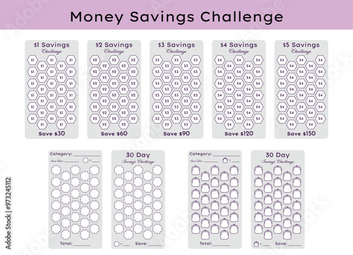 Low budget Daily monthly Money Saving Challenges Printable A6 Savings Tracker, 30 days Finance Planner Notebook