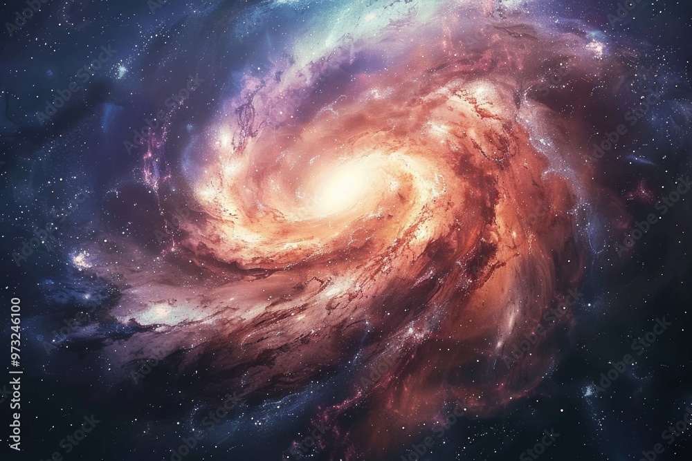 Obraz premium A spiral galaxy with stars and cosmic dust in the background