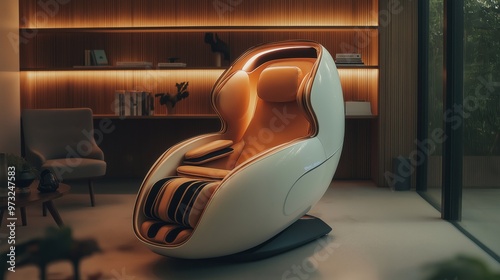 Futuristic Massage Chair with Adjustable Posture and Relaxation Features