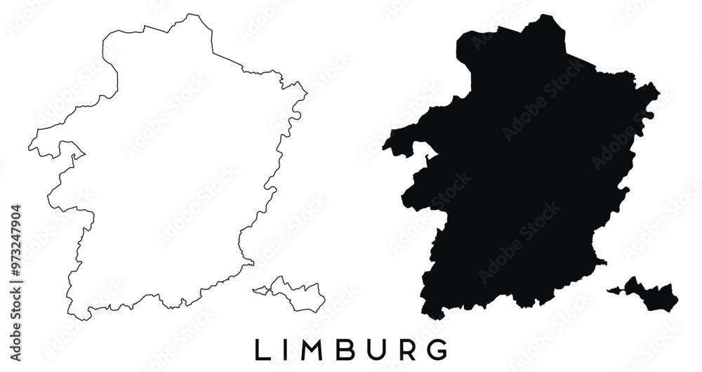 Fototapeta premium Limburg map outline and black silhouette vector
