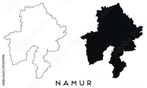Namur map outline and black silhouette vector