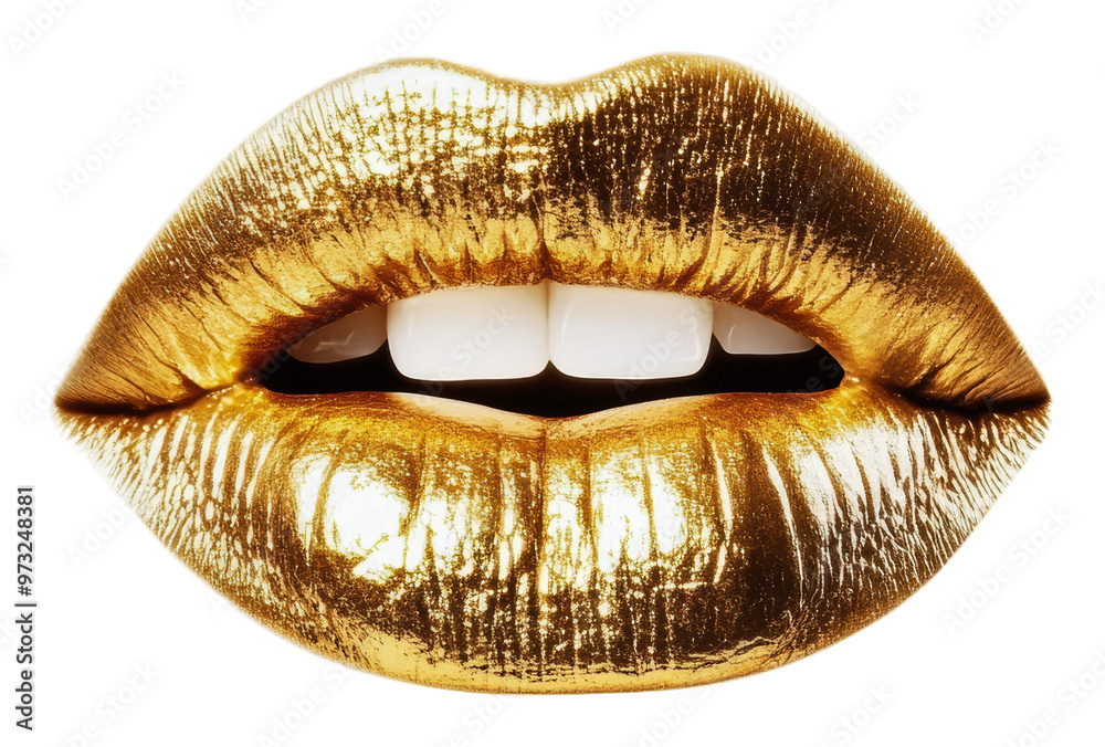 PNG Shiny gold lips and perfect white teeth PNG Shiny gold lips and perfect white teeth