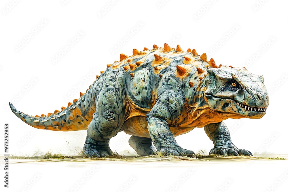 Fototapeta premium Ankylosaurus illustration, showcasing its armored body and powerful build