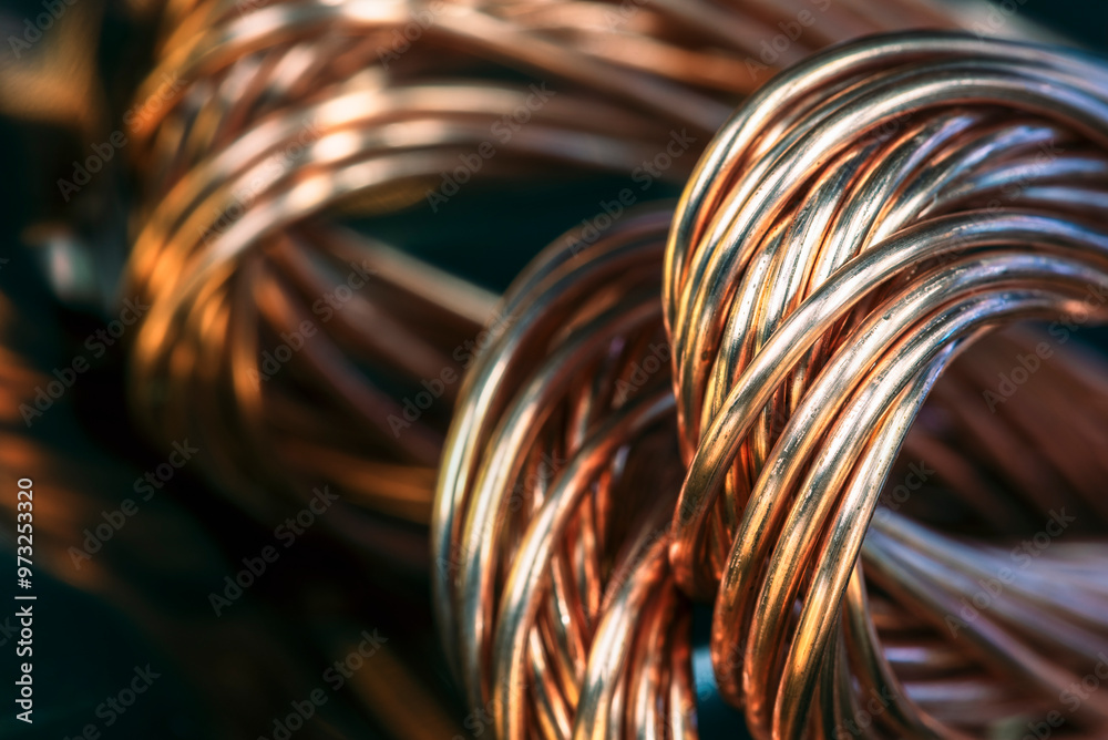 Shiny copper wire coils, raw materials for the metallurgical industry Shiny copper wire coils, raw materials for the metallurgical industry