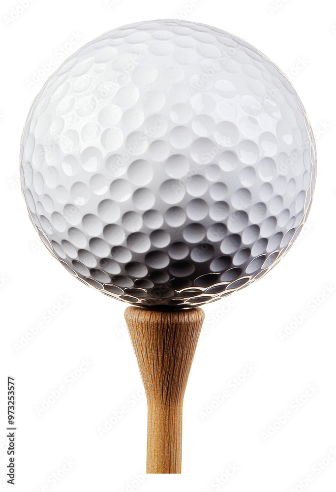 PNG Golf ball on a wooden tee ready for a drive PNG Golf ball on a wooden tee ready for a drive