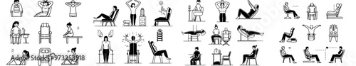 Including icons for chiropractors, spline treatments, massage, osteopaths, osteopathy, joint recovery, etc.