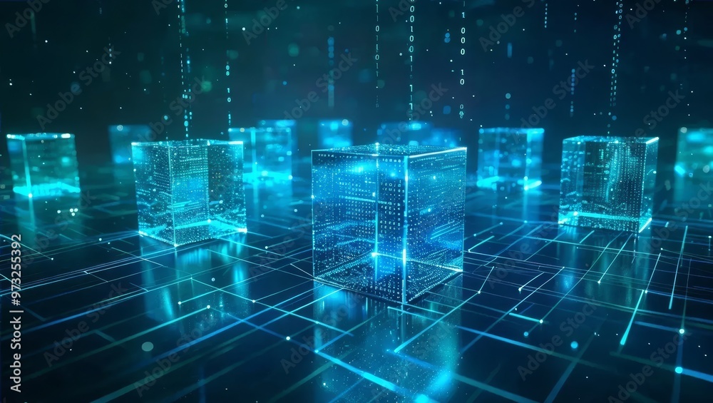 Futuristic Digital Cubes with Data Visualization Futuristic Digital Cubes with Data Visualization