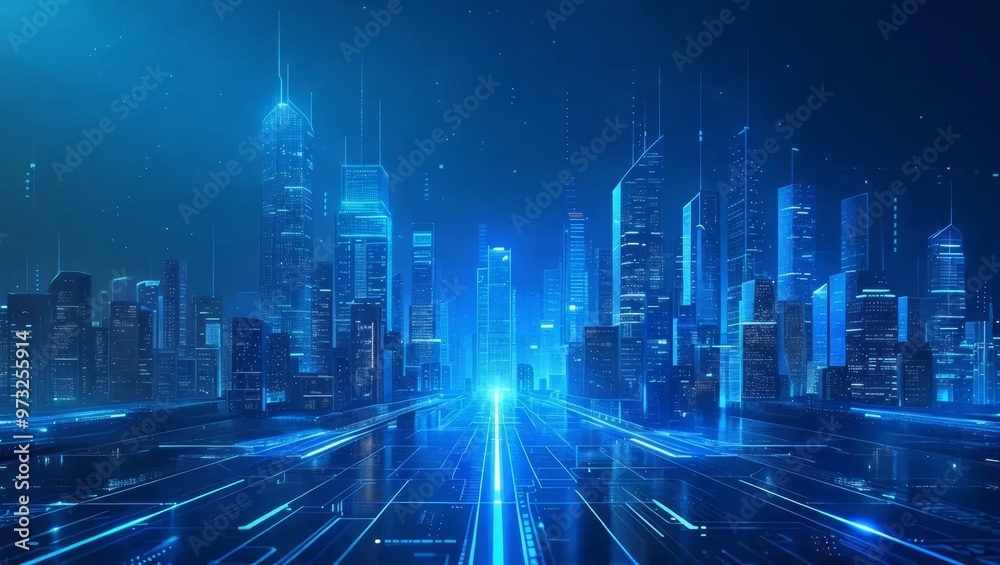 Futuristic Digital City Skyline Futuristic Digital City Skyline