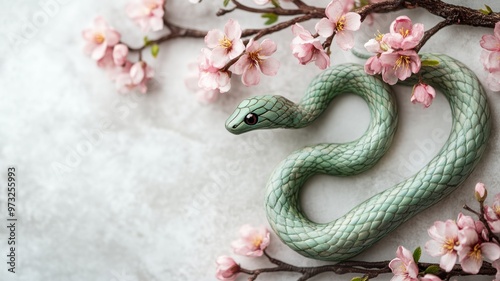 Artistic green snake sculpt...