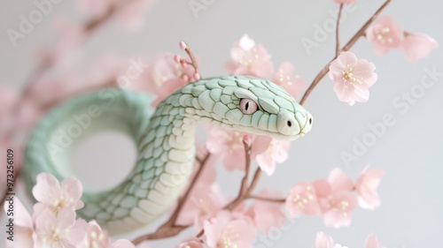 Artistic green snake sculpt...