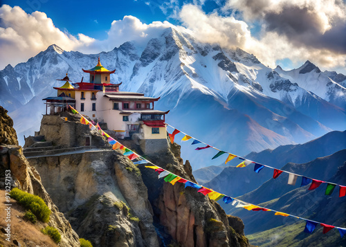 buddhist stupa in the himalayas photo